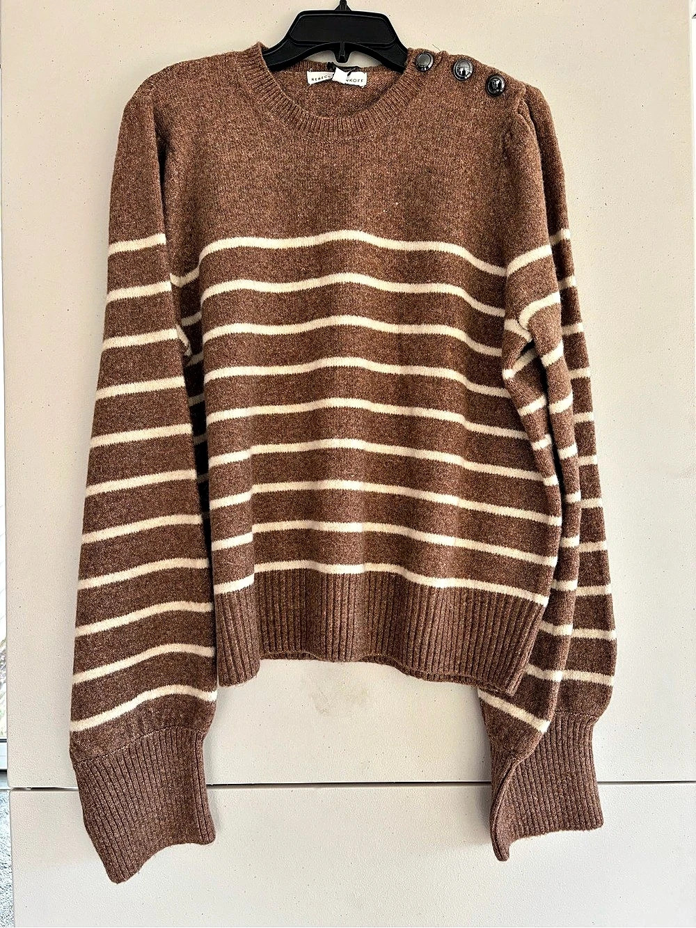 Rebecca Minkoff Striped Sweater in Brown & White XXL NWT